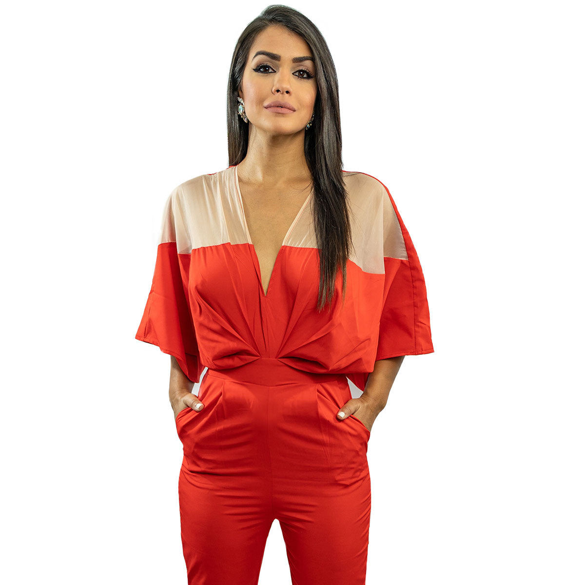 Fire Red Long Jumpsuit