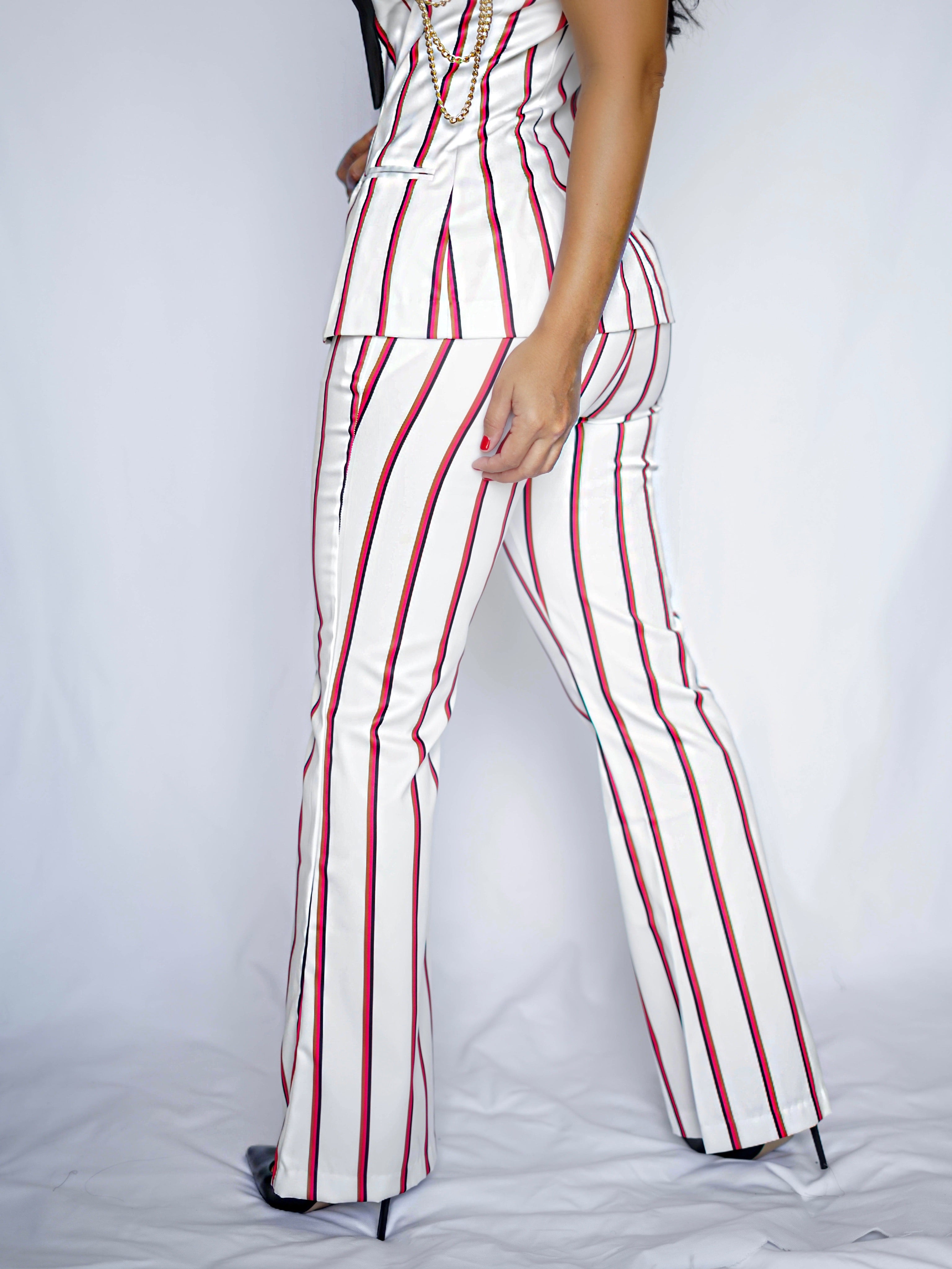 Satin Jacket & Stripes Pants